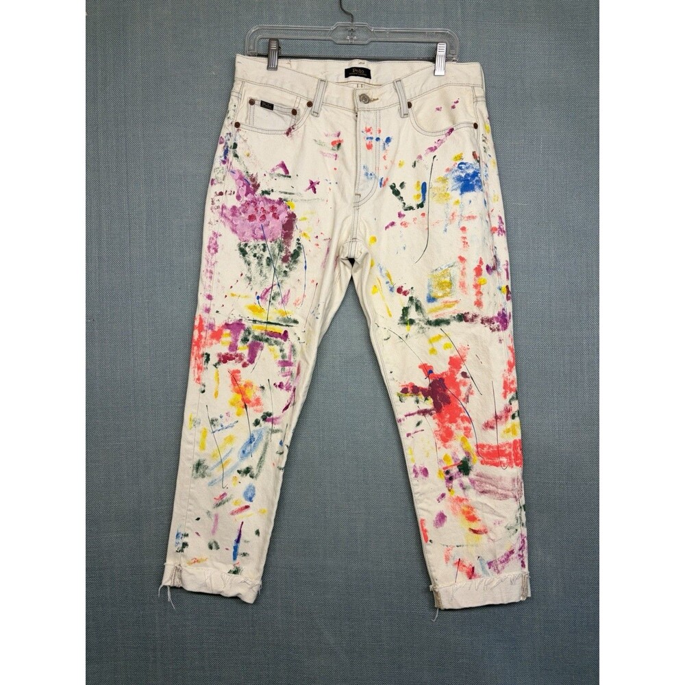 Polo Ralph Lauren Jeans Womens 28 Denim Avery Boyfriend Splattered Paint Preppy